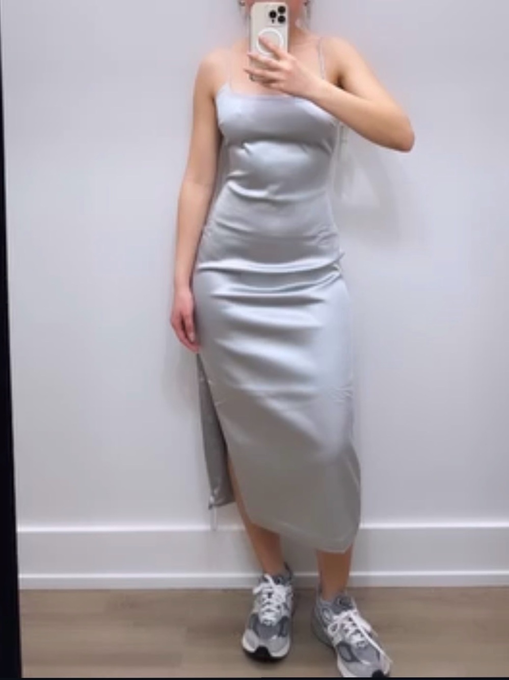 Abercrombie & Fitch Light Gray Satin Slip Dress